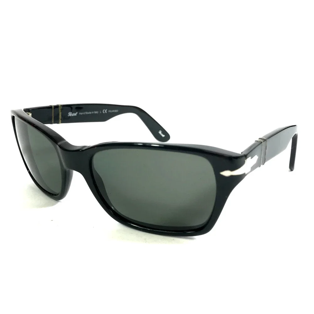 Persol Sunglasses 3040-S 95/58 Shiny Black Rectangle with Gray Polarized Lenses